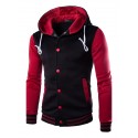 Men's Button Up Hoodie Hooded Color Block Daily Going out Weekend Cotton Active Hoodies Sweatshirts  Long Sleeve White Blue / Winter / Winter