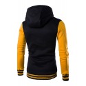 Men's Button Up Hoodie Hooded Color Block Daily Going out Weekend Cotton Active Hoodies Sweatshirts  Long Sleeve White Blue / Winter / Winter