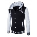 Men's Button Up Hoodie Hooded Color Block Daily Going out Weekend Cotton Active Hoodies Sweatshirts  Long Sleeve White Blue / Winter / Winter