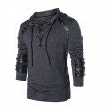 men's long sleeve hooded pullover lace up hoodie stitching leather armor sweatshirt medieval vintage rivet gothic steampunk hoodies black s