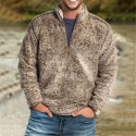 Men's Zip Fleece Hoodie Sweatshirt Pullover Solid Color Quarter Zip Daily Holiday Going out Hot Stamping Casual Streetwear Hoodies Sweatshirts  Light gray Brown