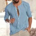 Men's Shirt Solid Color Collar Green White Black Khaki Light Blue Long Sleeve Outdoor Street Button-Down Tops Fashion Designer Casual Big and Tall / Summer / Spring / Summer