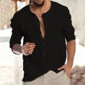 Men's Shirt Solid Color Collar Green White Black Khaki Light Blue Long Sleeve Outdoor Street Button-Down Tops Fashion Designer Casual Big and Tall / Summer / Spring / Summer