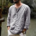 Men's Shirt 100% Cotton Solid Color Daily Casual Street Outdoor Long Sleeve Tops Basic Black Gray Beige Comfortable Breathable Soft Quick Dry Summer Fall Autumn