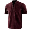 Men's Shirt Solid Colored Stand Collar Street Casual Daily Drawstring Short Sleeve Tops Casual Fashion Breathable Comfortable Lightweight Green Black Blue / Spring / Summer