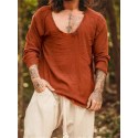 Men's Casual Shirt Solid Color V Neck Gray Wine Light gray Long Sleeve Outdoor Street Tops Fashion Casual Breathable Comfortable
