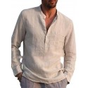 Men's Shirt Solid Color Pocket Classic Long Sleeve Street Tops Cotton Casual Daily Holiday Vacation Beach Sporty Simple Sportswear Modern Style V Neck White Black Comfortable Breathable Summer Fall