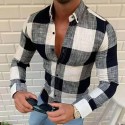 Men's Shirt Bishop Sleeve Shirt Collar Stard Spring, Fall, Winter, Summer Black Brick red Dark Blue LightBlue