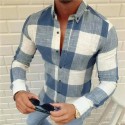 Men's Shirt Bishop Sleeve Shirt Collar Stard Spring, Fall, Winter, Summer Black Brick red Dark Blue LightBlue