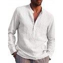 Men's Shirt Solid Color Pocket Formal Style Modern Style Long Sleeve Street Regular Fit Tops Cotton Modern Style Lightweight Casual Vacation V Neck Light Blue Wine Red Gray Summer Shirts