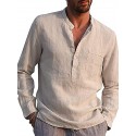 Men's Shirt Solid Color Pocket Formal Style Modern Style Long Sleeve Street Regular Fit Tops Cotton Modern Style Lightweight Casual Vacation V Neck Light Blue Wine Red Gray Summer Shirts