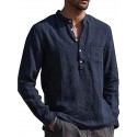 Men's Shirt Solid Color Pocket Formal Style Modern Style Long Sleeve Street Regular Fit Tops Cotton Modern Style Lightweight Casual Vacation V Neck Light Blue Wine Red Gray Summer Shirts