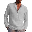 Men's Shirt Solid Color Pocket Formal Style Modern Style Long Sleeve Street Regular Fit Tops Cotton Modern Style Lightweight Casual Vacation V Neck Light Blue Wine Red Gray Summer Shirts