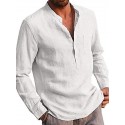 Men's Shirt Solid Color Pocket Formal Style Modern Style Long Sleeve Street Regular Fit Tops Cotton Modern Style Lightweight Casual Vacation V Neck Light Blue Wine Red Gray Summer Shirts