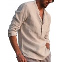 Men's Shirt Solid Color Pocket Formal Style Modern Style Long Sleeve Street Regular Fit Tops Cotton Modern Style Lightweight Casual Vacation V Neck Light Blue Wine Red Gray Summer Shirts