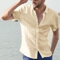 Men's Shirt Solid Colored Collar Button Down Collar Green White Black Blue Gray Short Sleeve Street Casual Tops Fashion Simple Sportswear Casual / Daily / Comfortable / Machine wash / Hand wash