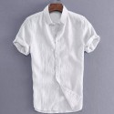 Men's Shirt Solid Colored Collar Button Down Collar Green White Black Blue Gray Short Sleeve Street Casual Tops Fashion Simple Sportswear Casual / Daily / Comfortable / Machine wash / Hand wash