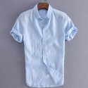 Men's Shirt Solid Colored Collar Button Down Collar Green White Black Blue Gray Short Sleeve Street Casual Tops Fashion Simple Sportswear Casual / Daily / Comfortable / Machine wash / Hand wash