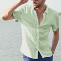 Men's Shirt Solid Colored Collar Button Down Collar Green White Black Blue Gray Short Sleeve Street Casual Tops Fashion Simple Sportswear Casual / Daily / Comfortable / Machine wash / Hand wash