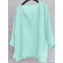 Men's Brief Henley Breathable Sporty Comfy Solid Color Long Sleeve Loose Casual shirt Blouse shirts plus size Daily Summer Shirt Vacation Bench