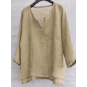 Men's Brief Henley Breathable Sporty Comfy Solid Color Long Sleeve Loose Casual shirt Blouse shirts plus size Daily Summer Shirt Vacation Bench
