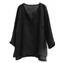 Men's Brief Henley Breathable Sporty Comfy Solid Color Long Sleeve Loose Casual shirt Blouse shirts plus size Daily Summer Shirt Vacation Bench