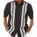Men's Shirt Color Block Turndown Black / White Black / Gray Blue Brown Short Sleeve Street Daily Button-Down Tops Fashion Casual Comfortable / Summer / Spring / Summer / Beach