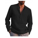 Men's Henley Shirt Solid Color Pocket Long Sleeve Street Tops Simple Lightweight Casual Fashion Beach Light Blue Wine Gray/Summer Shirts