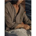Men's Casual Shirt Solid Color V Neck Street Casual Long Sleeve Tops Casual Fashion Breathable Comfortable Green Gray Pink Beach Shirts Summer