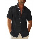 Men's Casual Shirt Solid Colored Turndown Street Casual Button-Down Short Sleeve Tops Casual Fashion Breathable Comfortable White Black Gray Summer Shirts