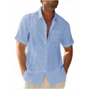 Men's Casual Shirt Solid Colored Turndown Street Casual Button-Down Short Sleeve Tops Casual Fashion Breathable Comfortable White Black Gray Summer Shirts