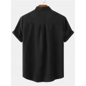 Men's Shirt Solid Color Stand Collar Street Casual Button-Down Short Sleeve Tops Casual Fashion Comfortable Black Light Green Khaki/Summer Shirts