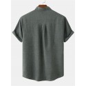Men's Shirt Solid Color Stand Collar Street Casual Button-Down Short Sleeve Tops Casual Fashion Comfortable Black Light Green Khaki/Summer Shirts