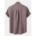 Men's Shirt Solid Color Stand Collar Street Casual Button-Down Short Sleeve Tops Casual Fashion Comfortable Black Light Green Khaki/Summer Shirts