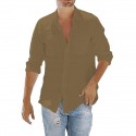 Men's Casual Shirt Solid Color Collar Training Street Classic Modern Style Long Sleeve Tops Cotton Sporty Sportswear Casual Daily Comfortable Blue Navy White Summer Holiday Vacation Beach