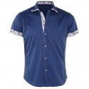 Men's Shirt Floral Color Block Turndown White Black Red Navy Blue Short Sleeve Street Casual Button-Down Tops Sports Fashion Classic Comfortable / Summer / Summer