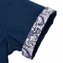Men's Shirt Floral Color Block Turndown White Black Red Navy Blue Short Sleeve Street Casual Button-Down Tops Sports Fashion Classic Comfortable / Summer / Summer