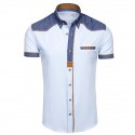 Men's Shirt Color Block Turndown White Black Light Blue Short Sleeve Outdoor Street Patchwork Button-Down Tops Cotton Fashion Casual Breathable Comfortable / Summer / Summer