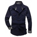 new 100% cotton military shirt with epaulette men long sleeve breathable casual shirts man solid shirt slim fit male shirts