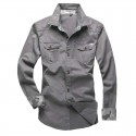 new 100% cotton military shirt with epaulette men long sleeve breathable casual shirts man solid shirt slim fit male shirts
