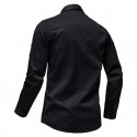 Men's Cargo Shirt Shirt Jacket Solid Color Turndown Black Army Green Khaki Navy Blue Long Sleeve Outdoor Street Button-Down Tops Cotton Comfortable Pocket Wrinkle-Free