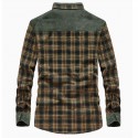men's winter thick fuzzy sherpa lined corduroy plaid button up flannel shirt jacket (plaid-green, medium)