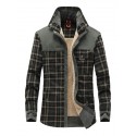 men's winter thick fuzzy sherpa lined corduroy plaid button up flannel shirt jacket (plaid-green, medium)