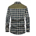 men's long sleeve shirt retro fleece casual button down cotton thermal sherpa lined warm winter flannel plaid splicing shirt jacket brown
