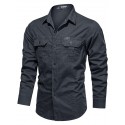 Men's Shirt Cargo Shirt Shirt Jacket Solid Color Turndown White Blue Army Green Khaki Long Sleeve Casual Daily Tops Cotton Casual Retro