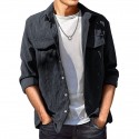 Men's Corduroy Shirt Shirt Jacket Solid Color Turndown Wine Black Army Green Khaki Light gray Long Sleeve Daily Holiday Button-Down Tops Simple Casual Comfortable Pocket