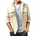 Men's Corduroy Shirt Shirt Jacket Solid Color Turndown Wine Black Army Green Khaki Light gray Long Sleeve Daily Holiday Button-Down Tops Simple Casual Comfortable Pocket