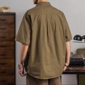 Men's Shirt Shirt Jacket Solid Color Turndown Khaki Long Sleeve Outdoor Street Button-Down Tops Fashion Casual Breathable Comfortable / Summer / Spring / Summer