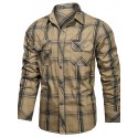 Men's Shirt Shirt Jacket Lattice Turndown Army Green Khaki Royal Blue Long Sleeve Casual Daily Tops Cotton Sportswear Lightweight