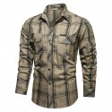 Men's Shirt Shirt Jacket Lattice Turndown Army Green Khaki Navy Blue Long Sleeve Street Casual Button-Down Tops Fashion Classic Comfortable Big and Tall / Summer / Spring / Summer